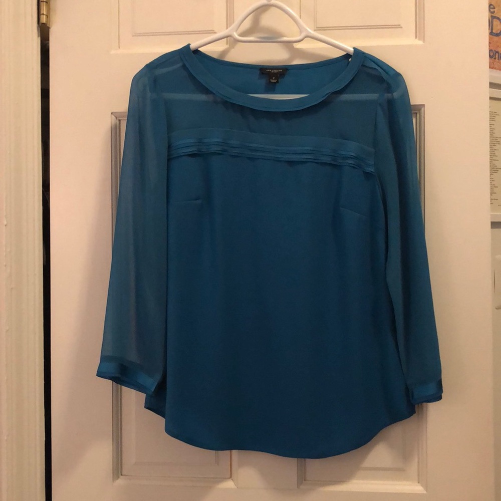 Blue Ann Taylor sheer blouse